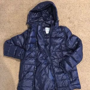 Modern eternity maternity puffy coat with panel